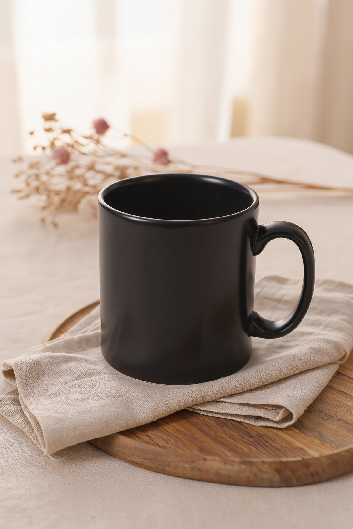 Matte Black Cylindrical Mug 10 cm 6 Pieces