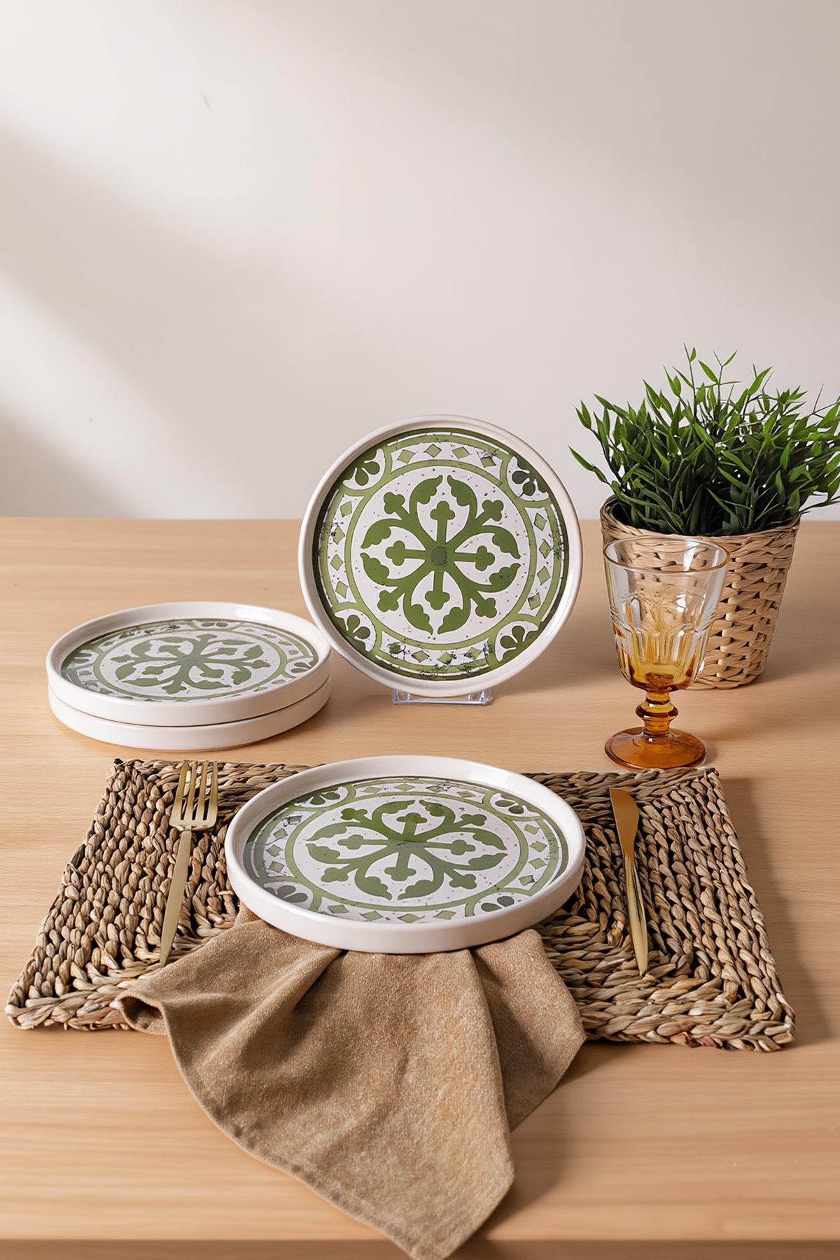 Timeless Green Stackable Pasta Plate 21 cm 4 Pieces