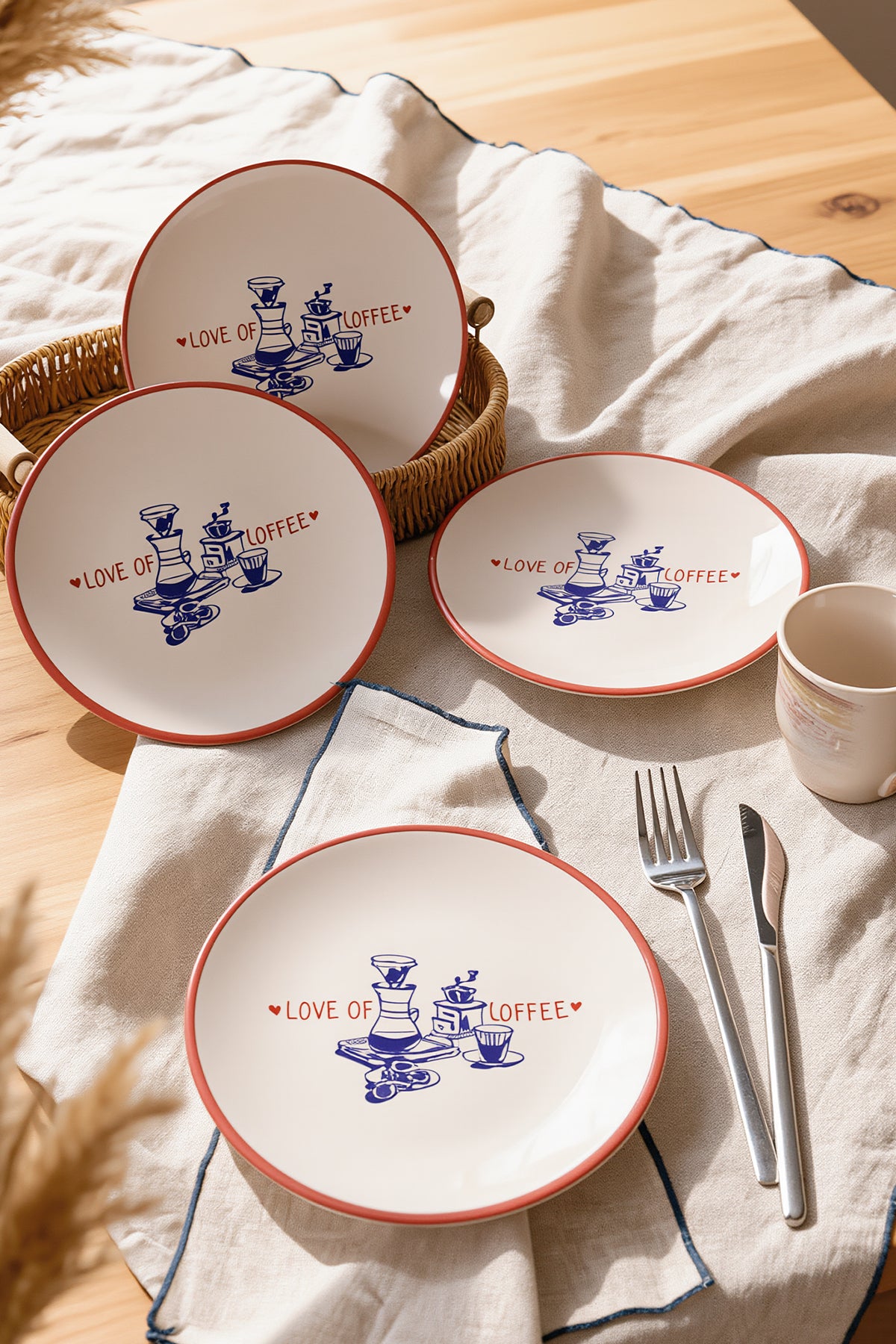 Love Of Coffee Plate 20 cm 4 Pieces