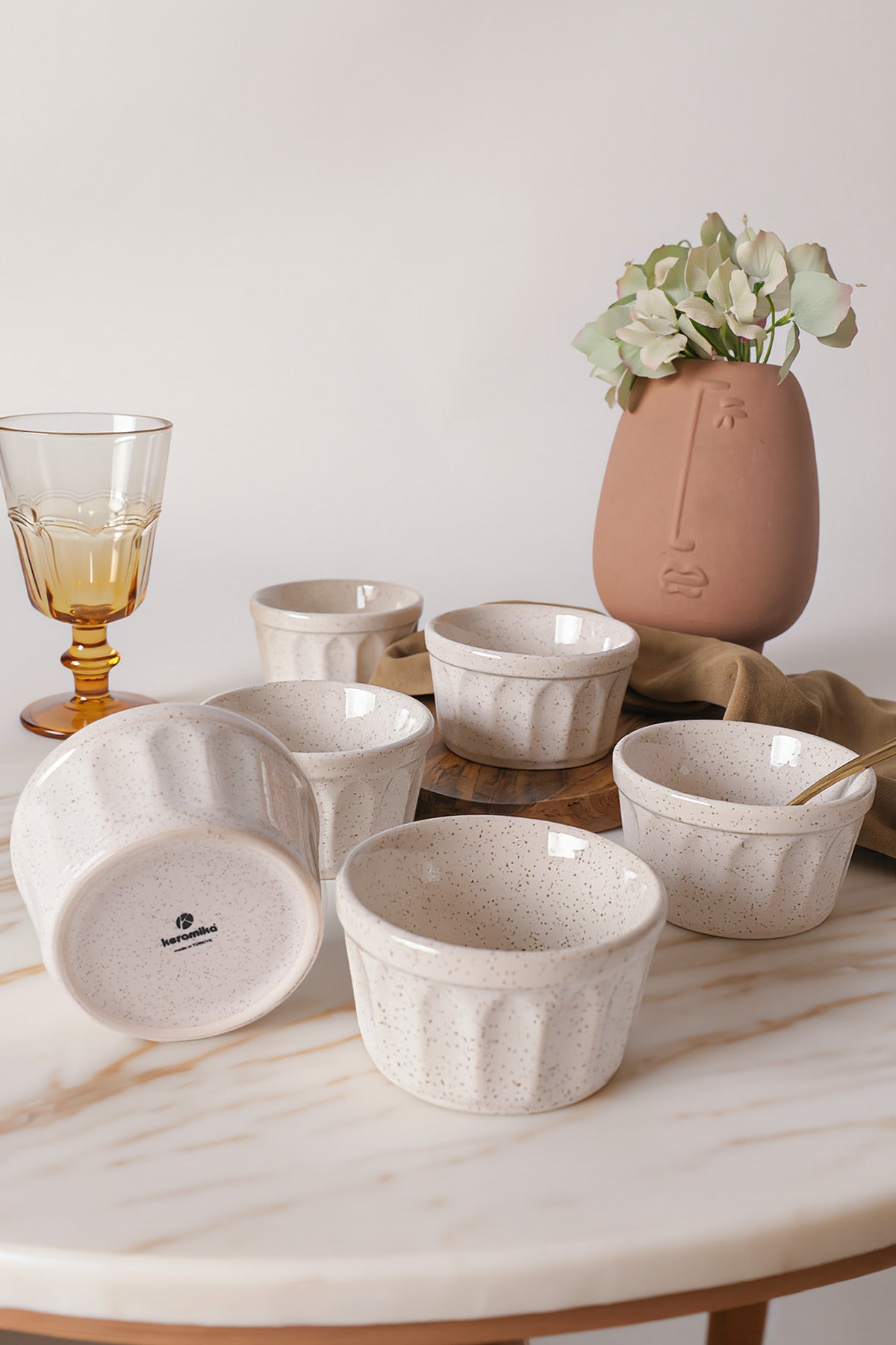 Reactive Cream Almond Soufflé Bowl 9 cm 6 Pieces