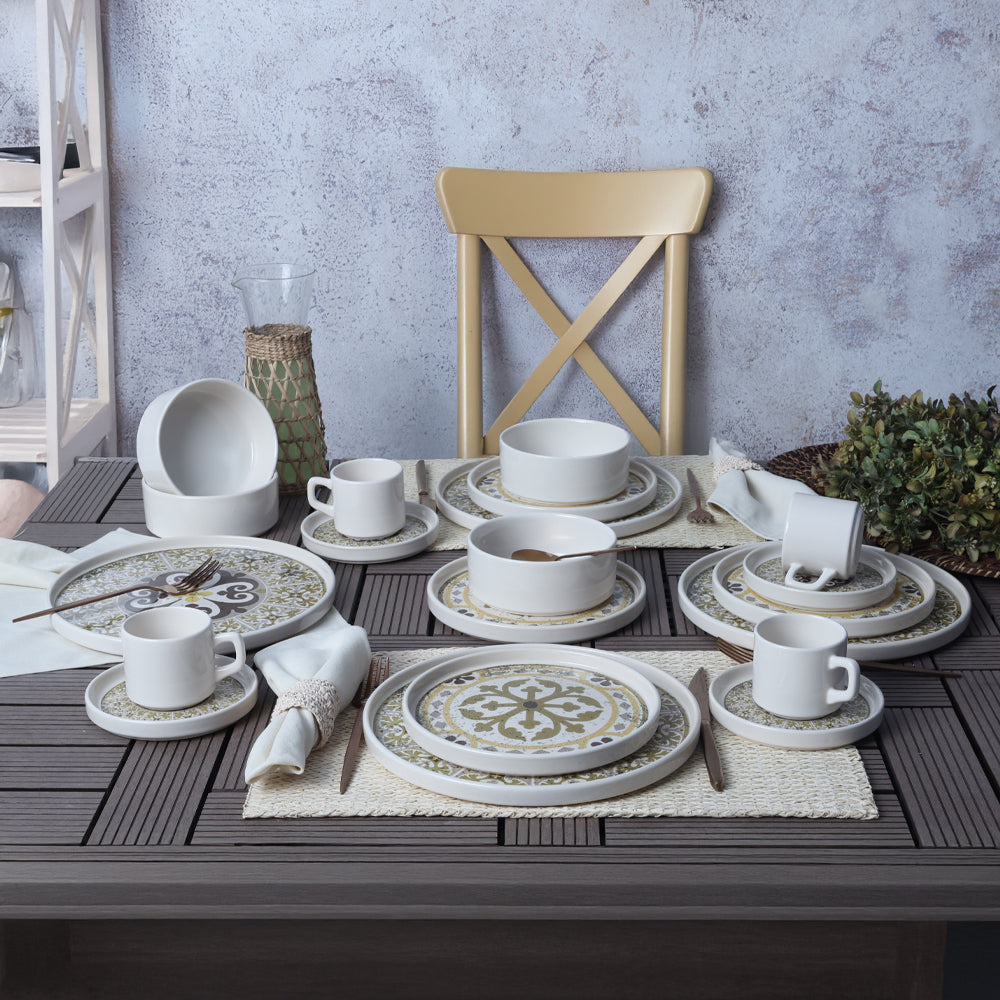 Timeless Brown Stackable Dinner/Breakfast Set 20 Pieces for 4 People