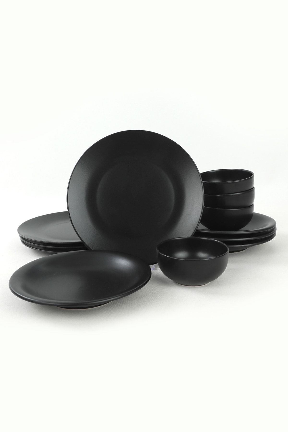 Aegean Matte Black 12-Piece Dinner Set for 4 People