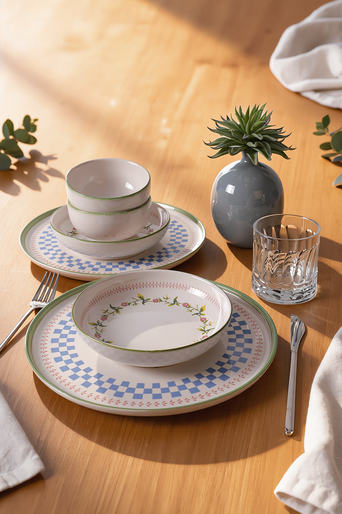 Rose Line 6-Piece Dinner Set for 2 People