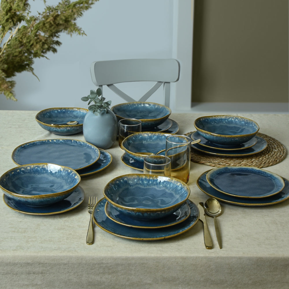 Shizen Blue Organic Dinner Set 18 Pieces for 6 People