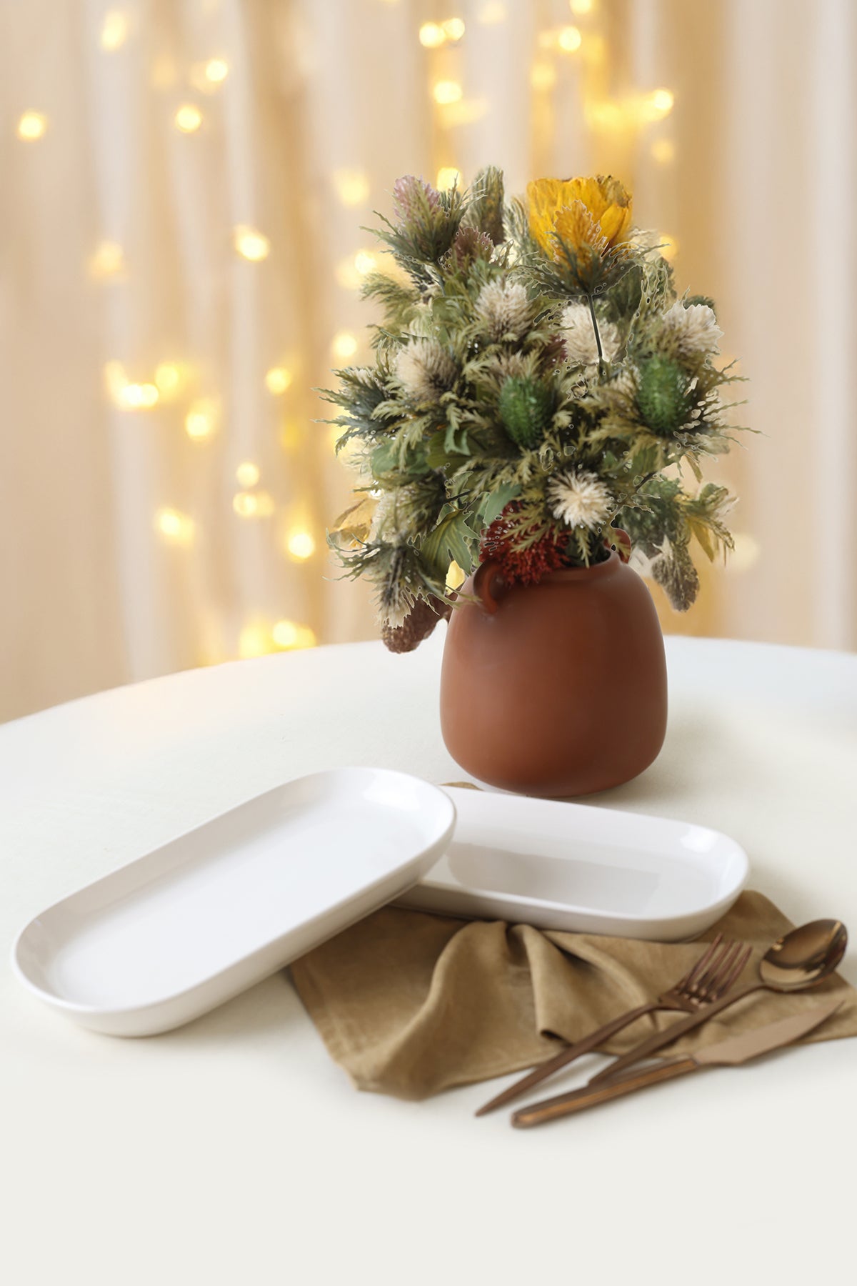 White Noyan Boat-Shaped Plate 28 cm 2 Pieces