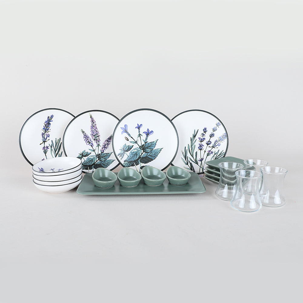 Flower Garden Breakfast Set 21 Pieces for 4 People