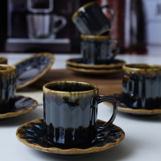Shizen Black Sirius Coffee Set 12 Pieces 6 Person