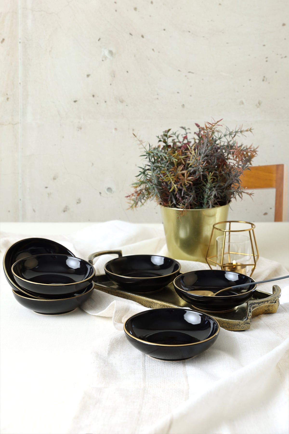 Black Gold Aegean Ring Bowl 13 cm 6 Pieces