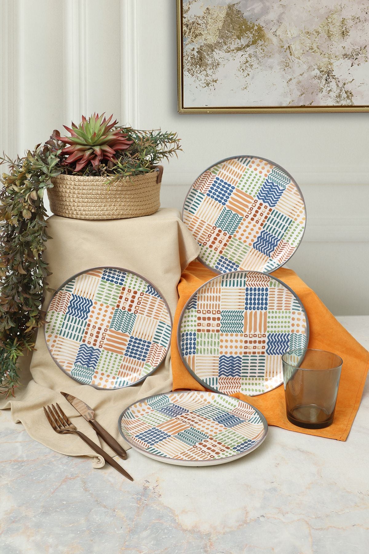 Ethnic Hittite Cake Plate 20 Cm 4 Pieces