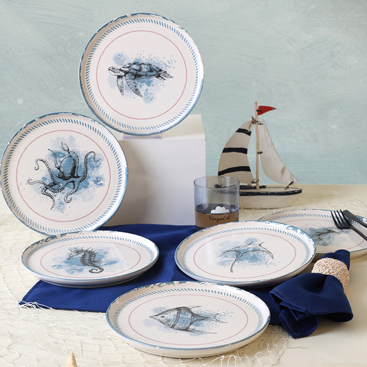 Marine Life Cake Plate 22 Cm 6 Pieces
