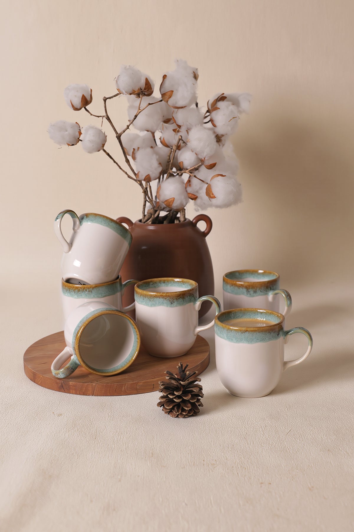 Turquoise Wave Equinox Mug 10 cm 6 Pieces