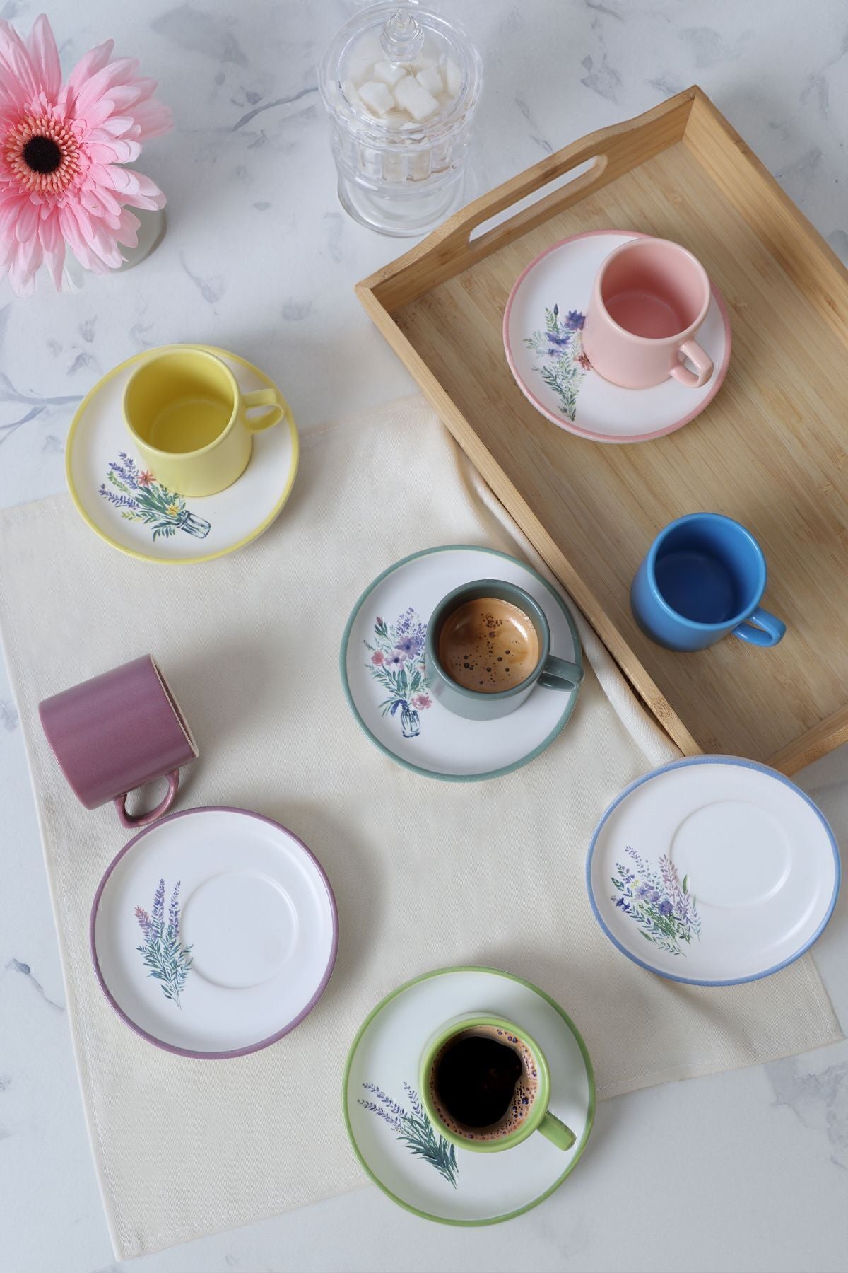 Elegant Blossoms Nordic Coffee Set 12 Pieces for 6 People