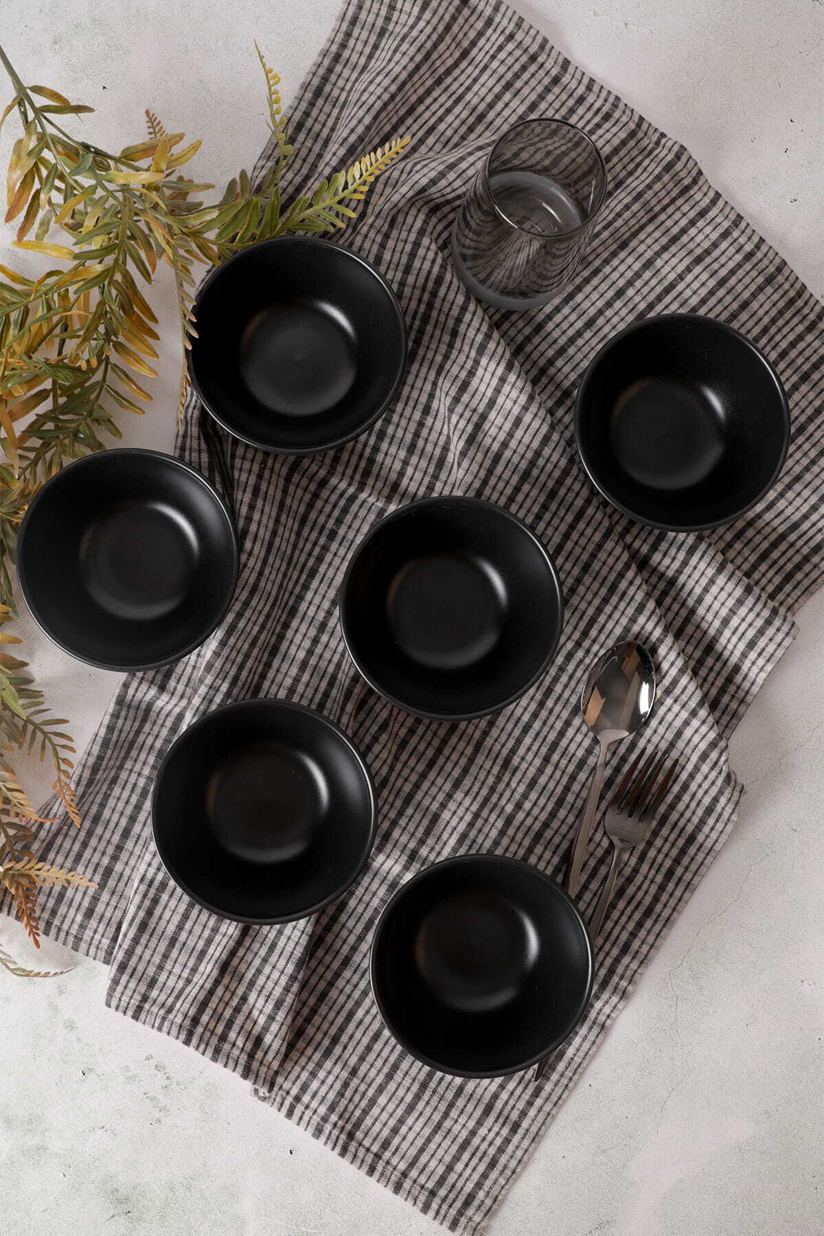 Matte Black Kera Bowl 12 cm 6 Pieces