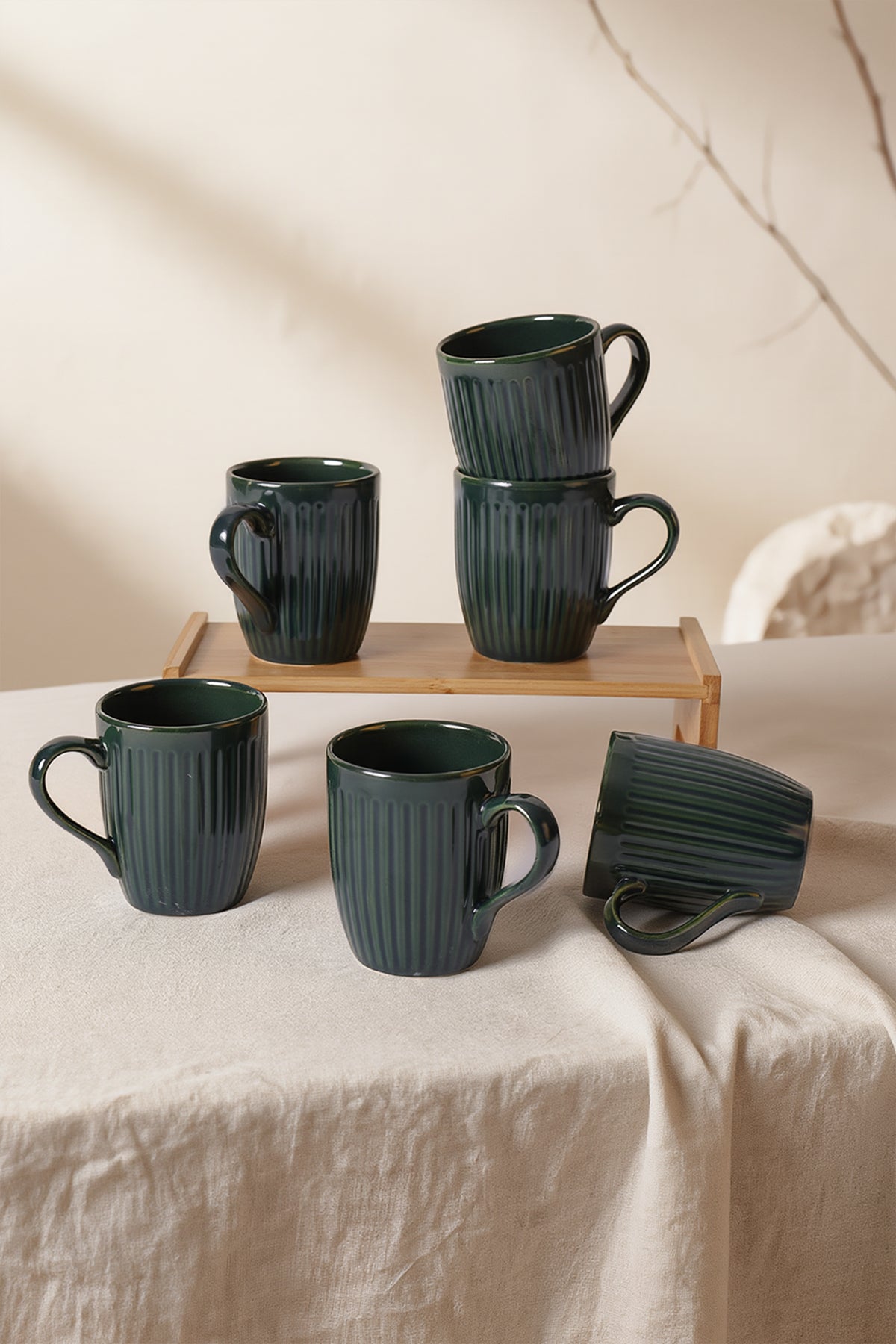 Emerald Cloud Line Relief Mug 9 cm 6 Pieces