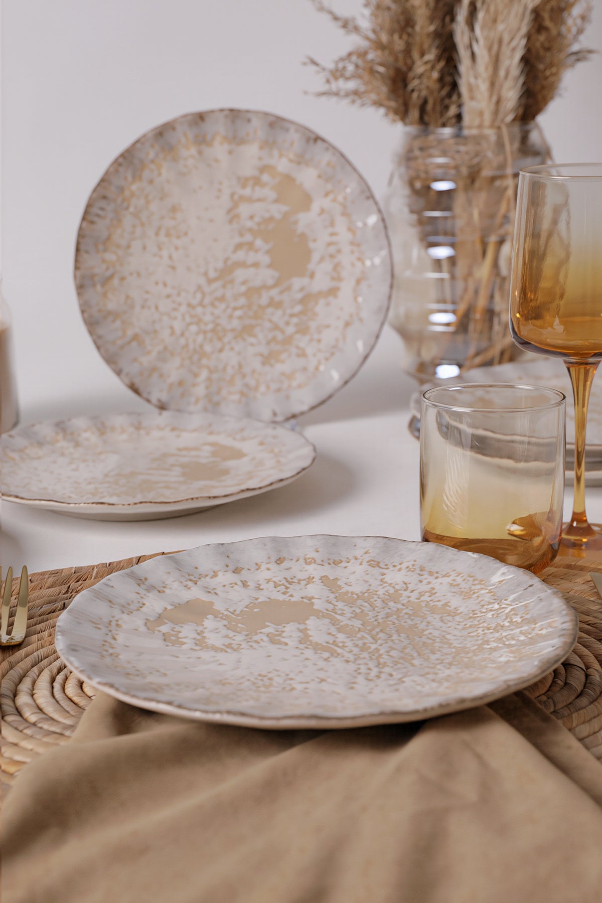 Vintage Cream Sirius Pasta Plate 22 cm 6 Pieces