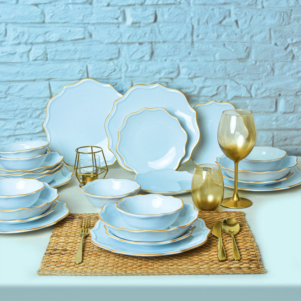 White Gold Netted Romeo Dinner Set 24 Pieces for 6 People