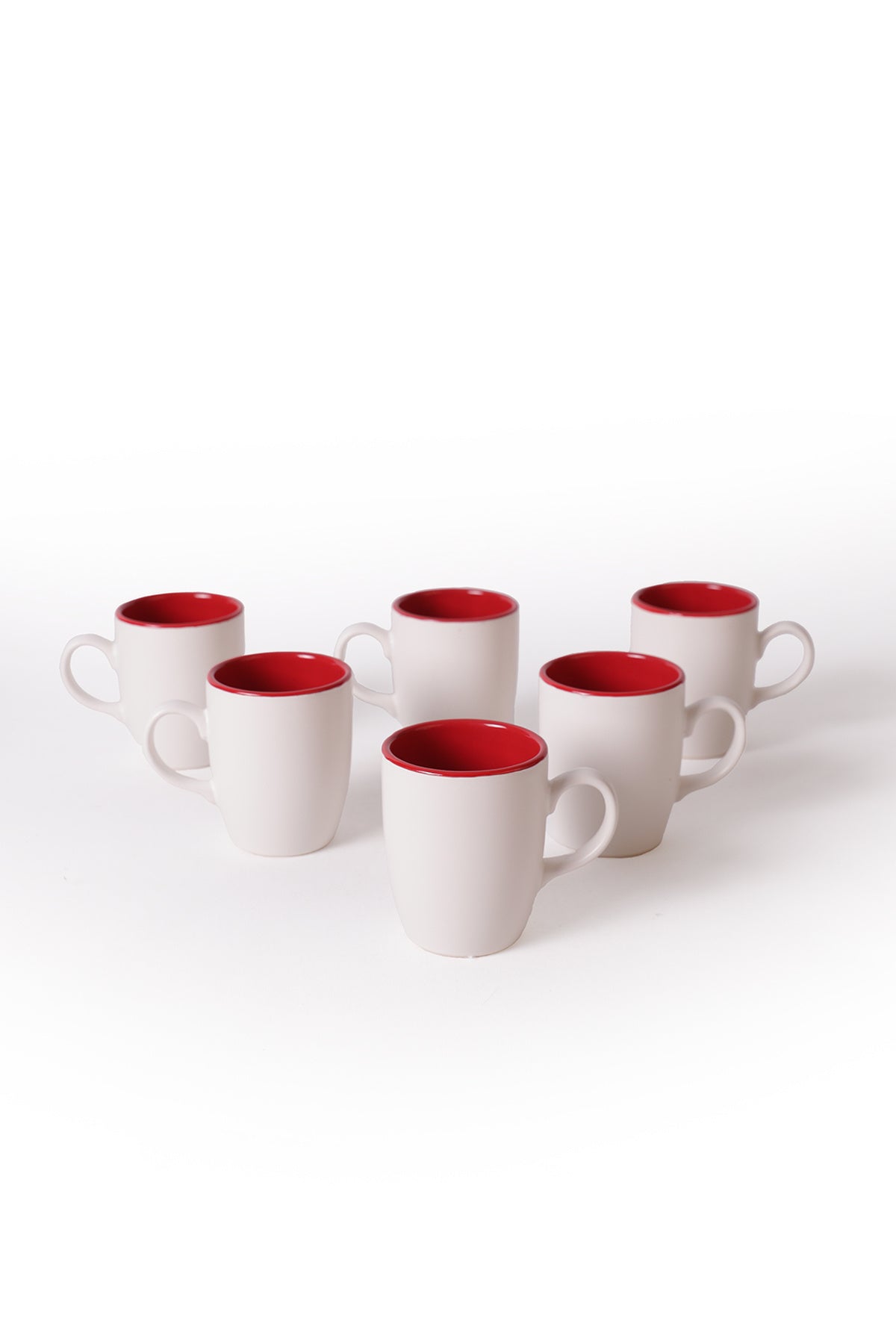 Matte White / Red Cloud Mug, 9 cm, 6 Pieces