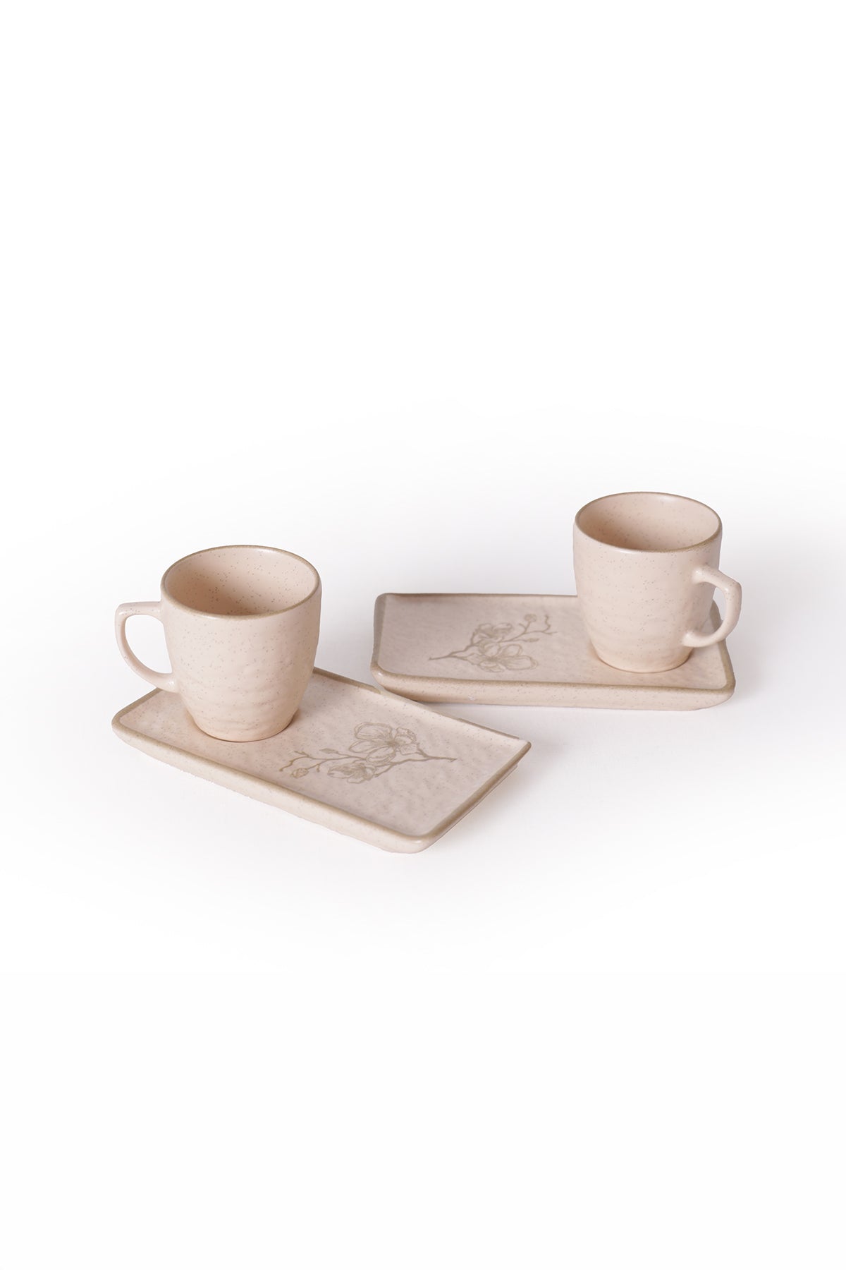 Taupe Bloom Natural Stone Coffee Serving Set, 4 Pieces, 2 Person