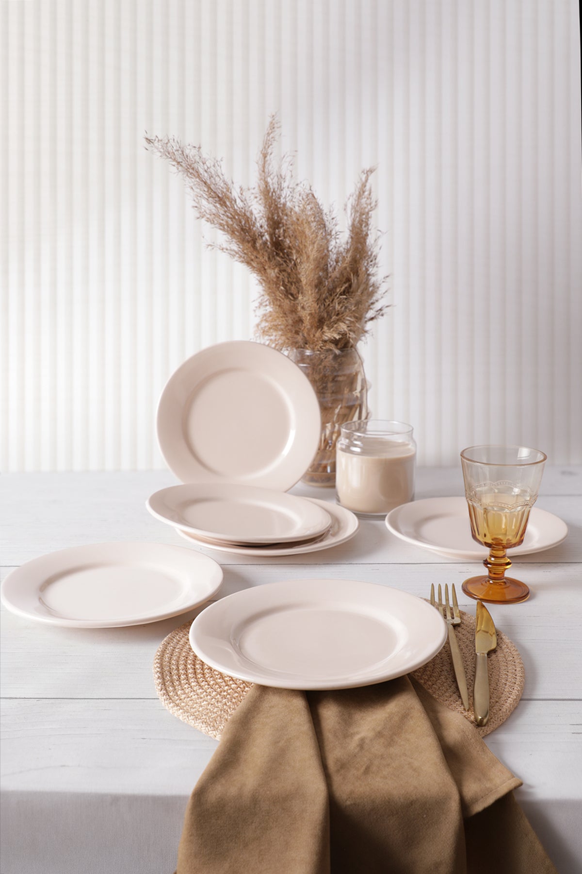 Cream Linda Pasta Plate 19 cm 6 Pieces