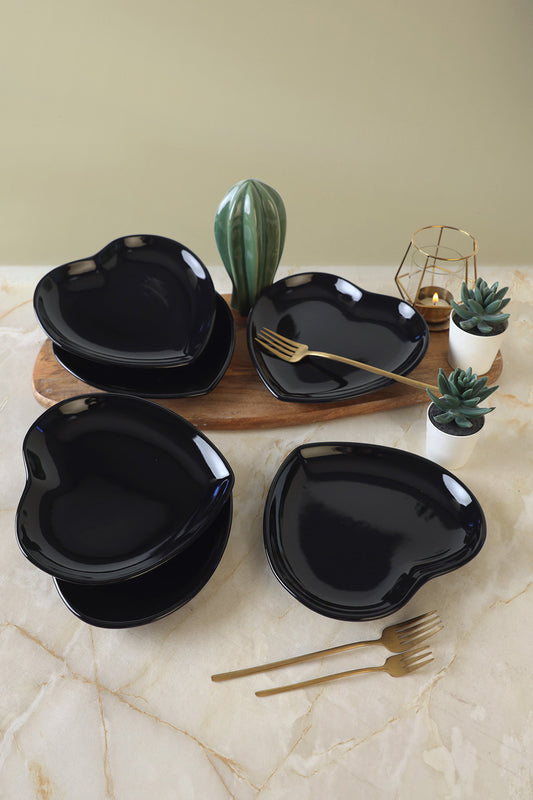 Black Heart Cake Plate 20 cm 6 Pieces