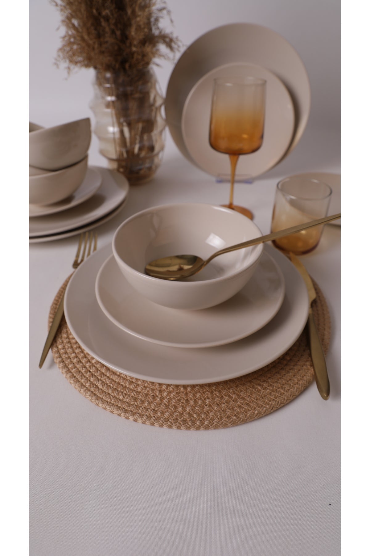 Cream Kera 12-Piece Dinner Set for 4 People