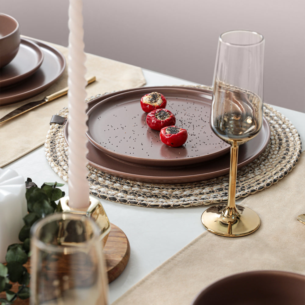 Nordic Matte Light Taupe Dining Set 18 Pieces 6 Person