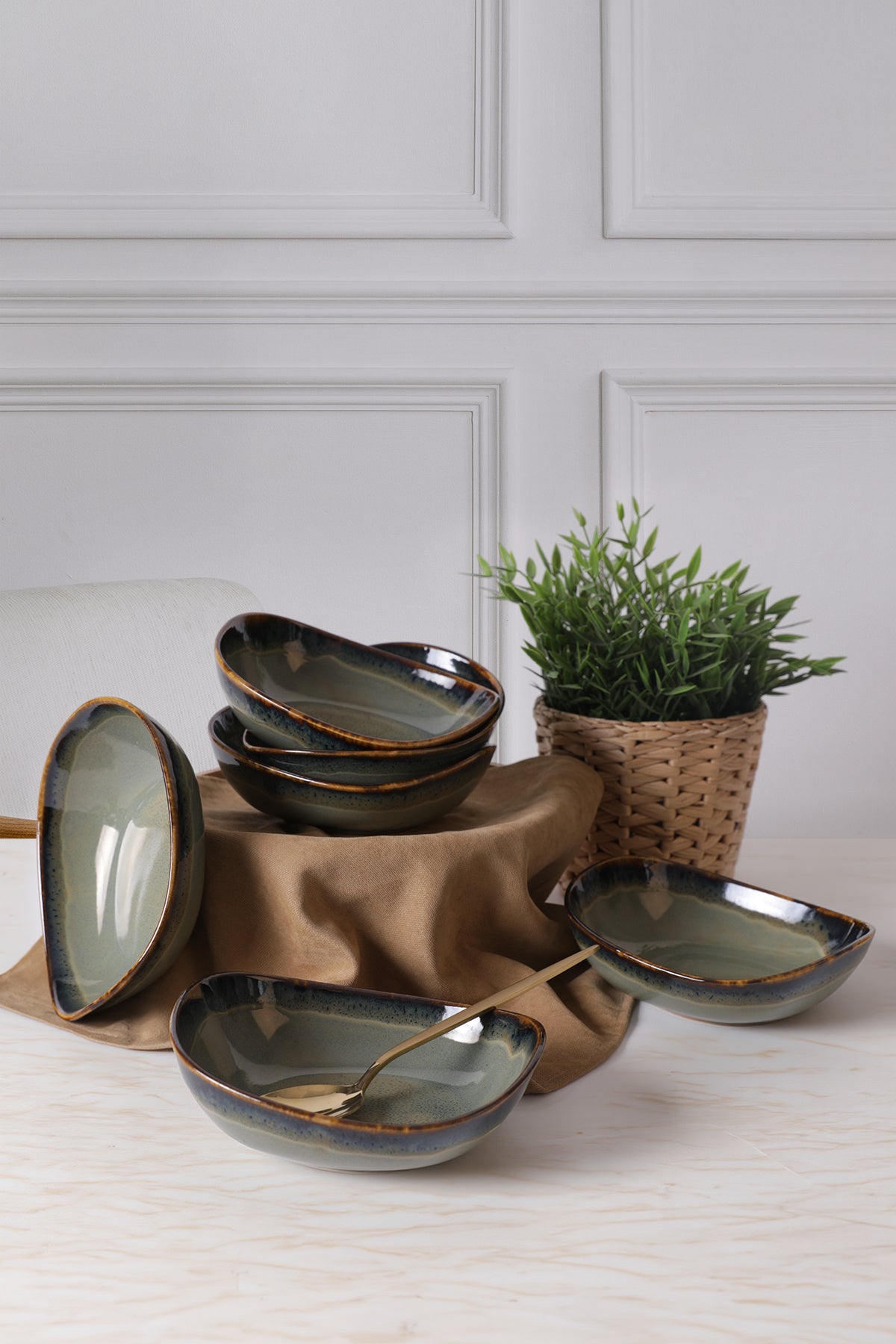 Reactive Green Isabella Bowl 17 cm 6 Pieces