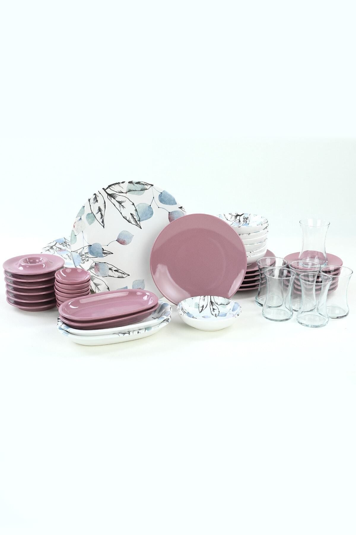 Keraart Blue Spring Breakfast Set, 50 Pieces, for 6 People