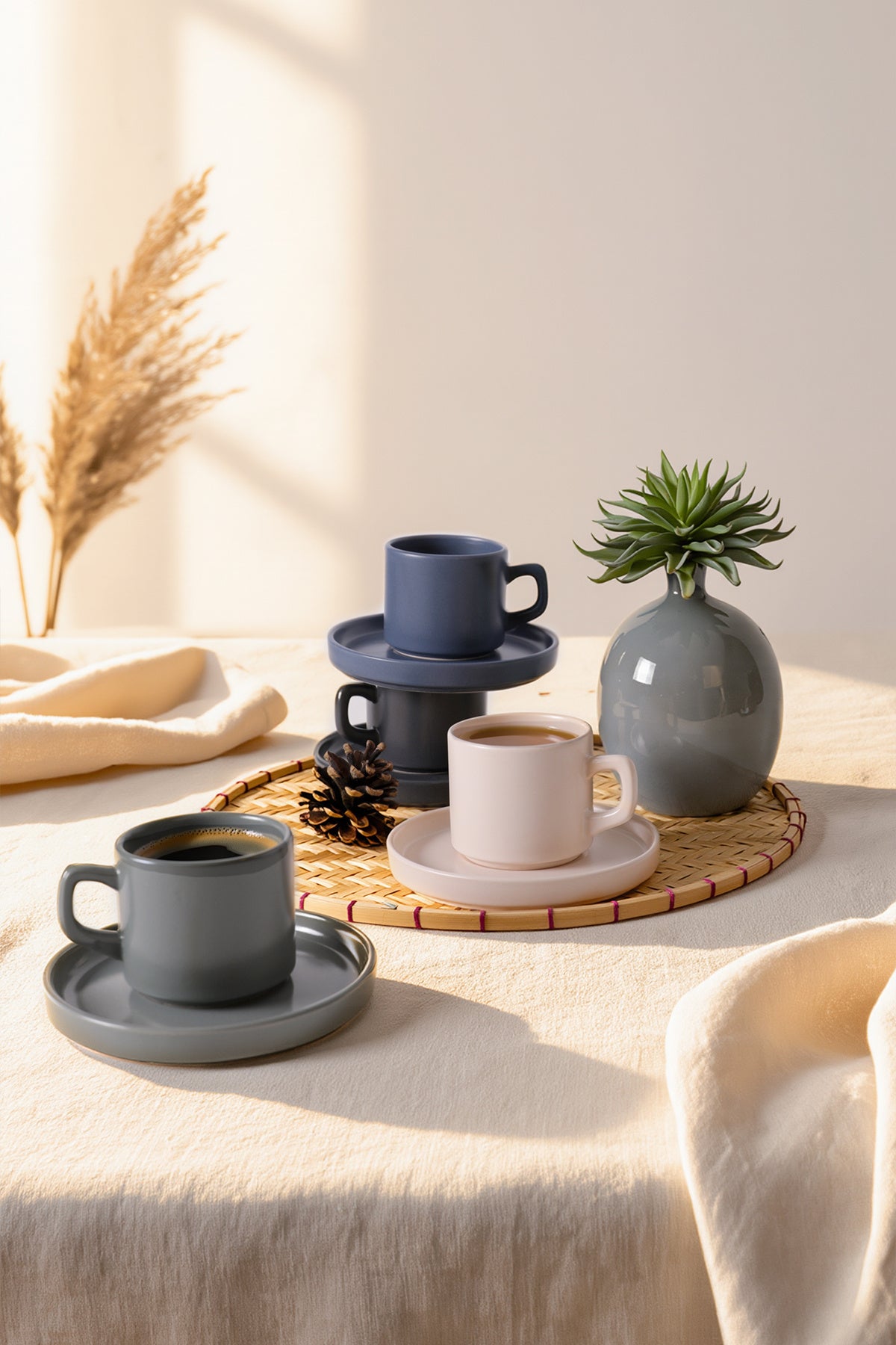 River Stackable Tea Set, 8 Pieces, for 4 People