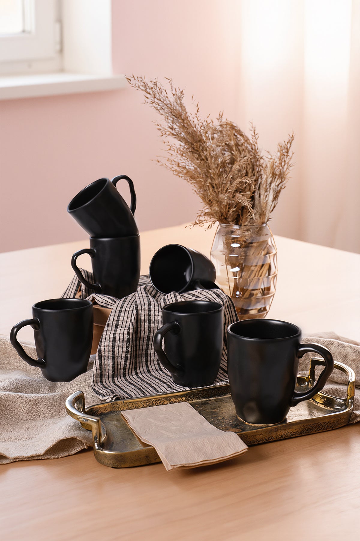 Matte Black Organic Mug 10 cm 6 Pieces