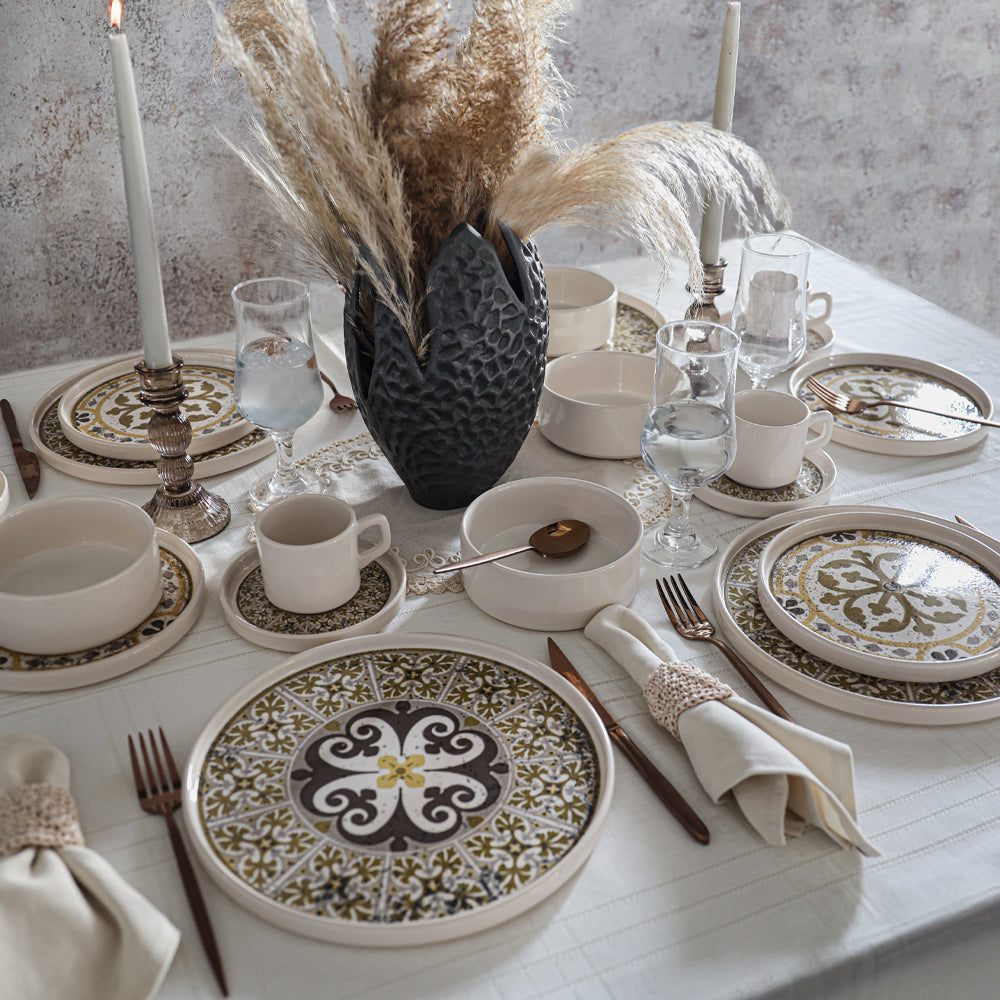 Timeless Brown Stackable Dinner/Breakfast Set 20 Pieces for 4 People