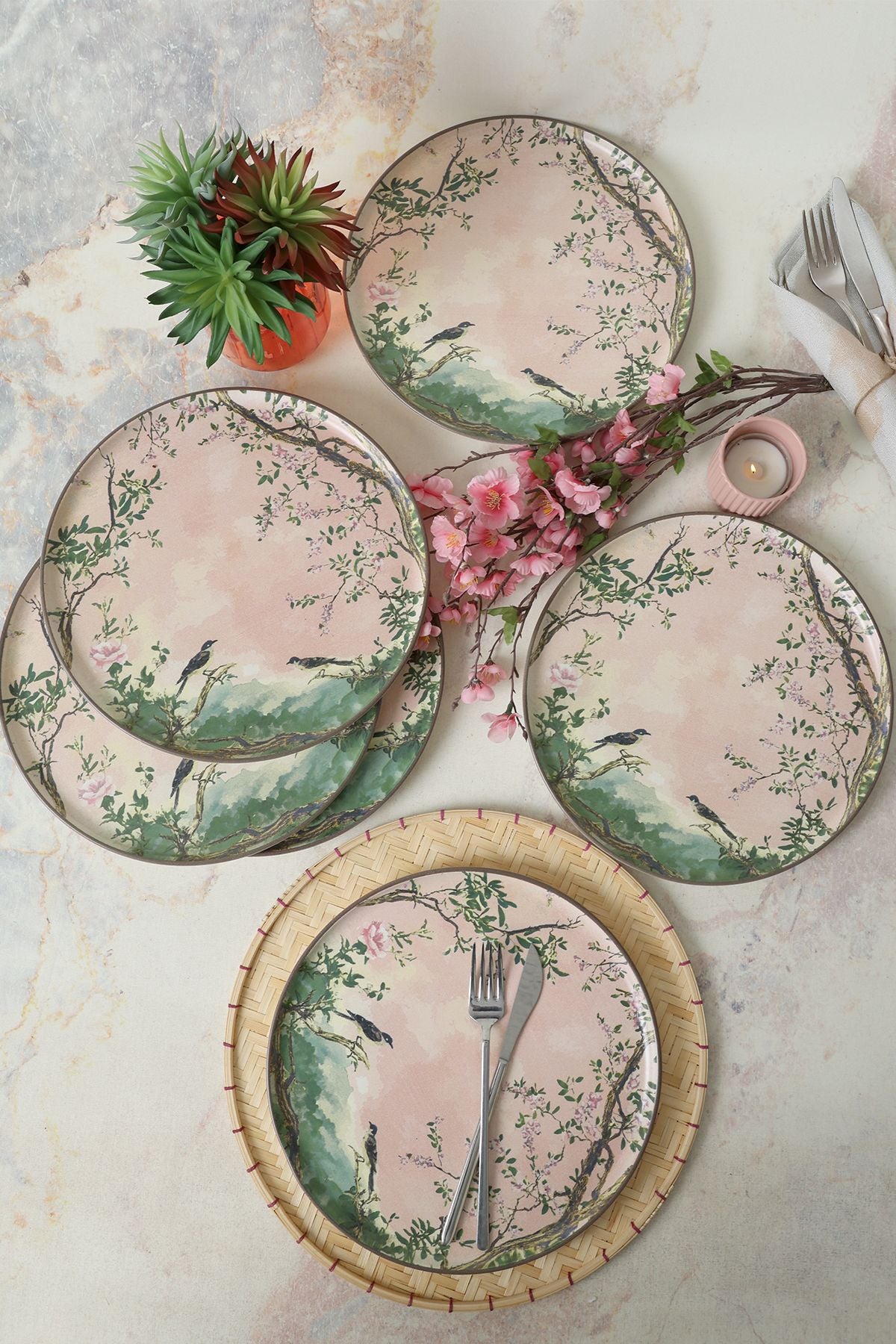Pink Woods Nordic Serving Plate 28 cm, 6 Pieces