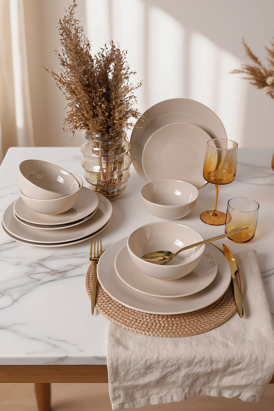 Cream Kera 12-Piece Dinner Set for 4 People