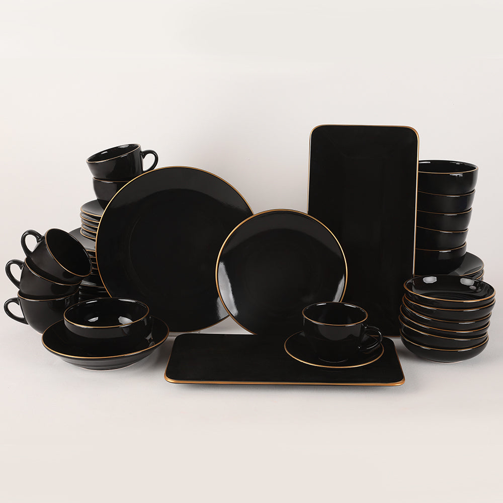 Aegean Black Gold Dinner/Breakfast Set 44 Pieces for 6 People