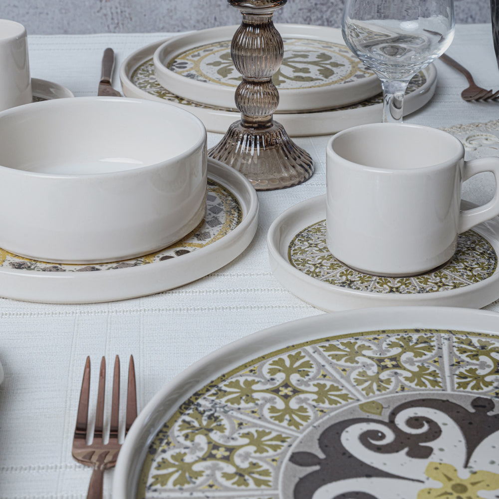 Timeless Brown Stackable Dinner/Breakfast Set 20 Pieces for 4 People