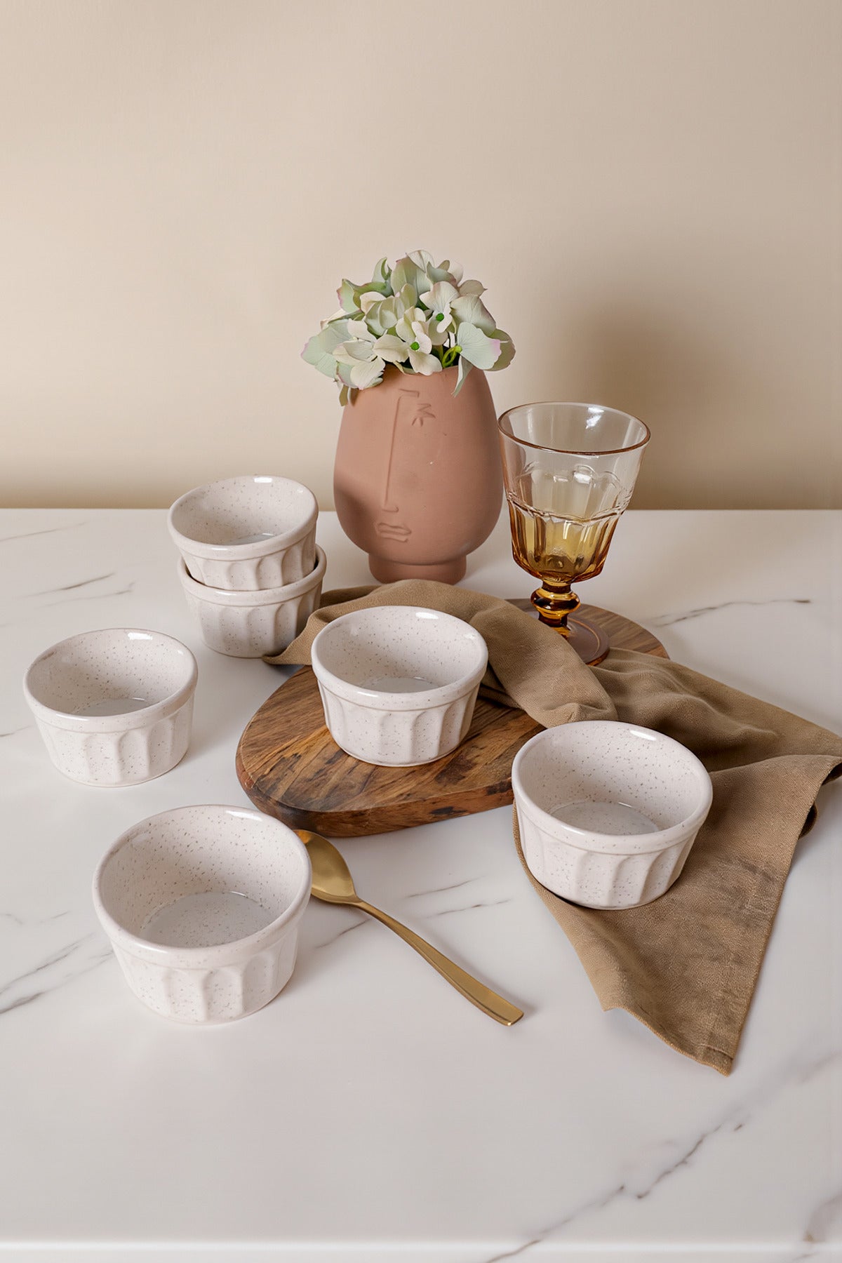 Reactive Cream Almond Soufflé Bowl 9 cm 6 Pieces