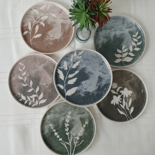 Deep Flowers Nordic Cake Plate 22 Cm 6 Pieces