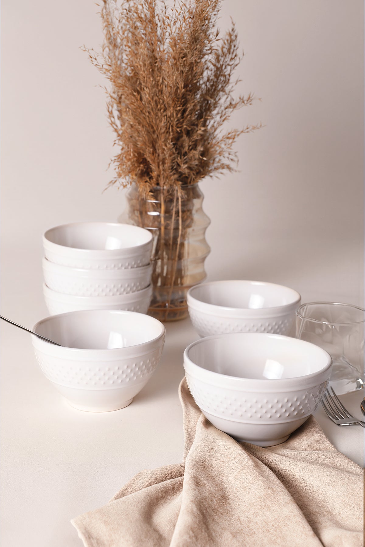 White Rice Bowl 14 cm 6 Pieces