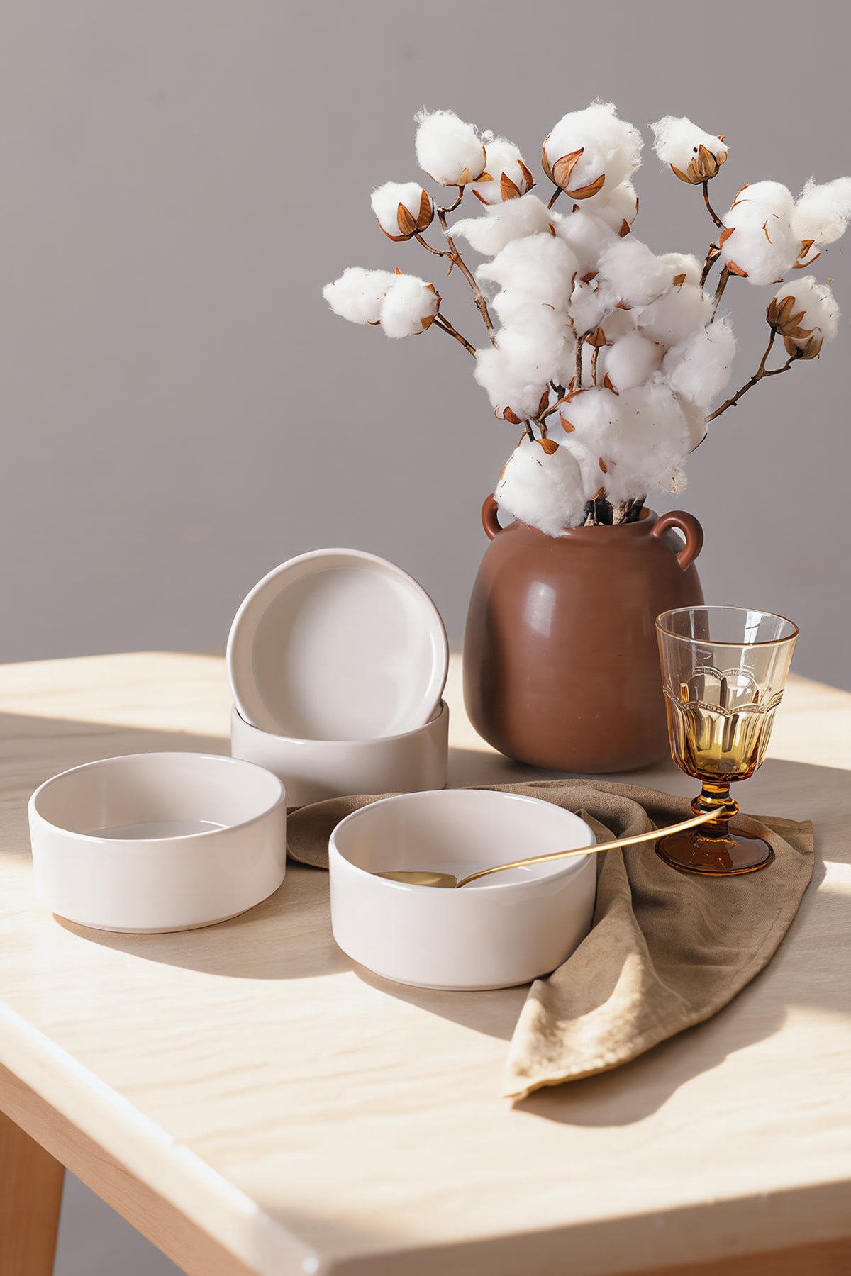Cream Stackable Bowl 14 Cm 4 Pieces