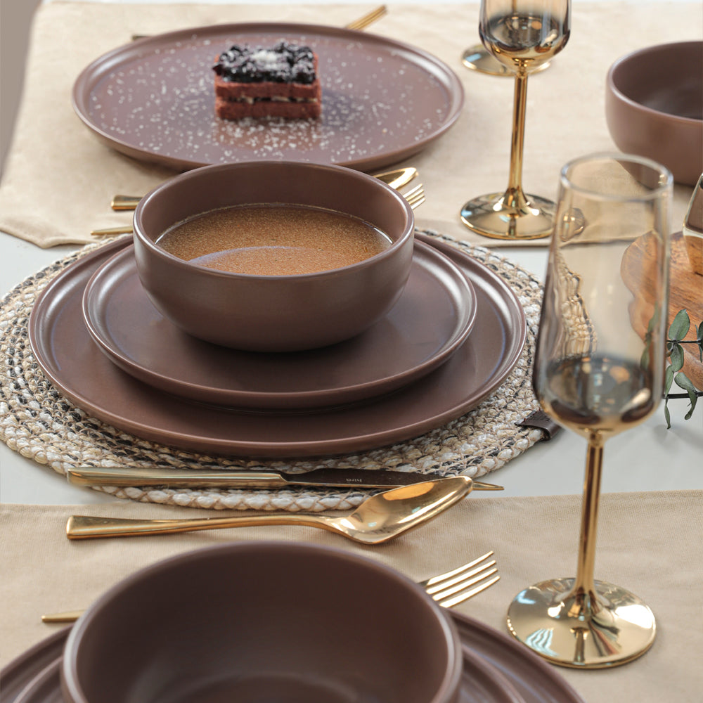 Nordic Matte Light Taupe Dining Set 18 Pieces 6 Person