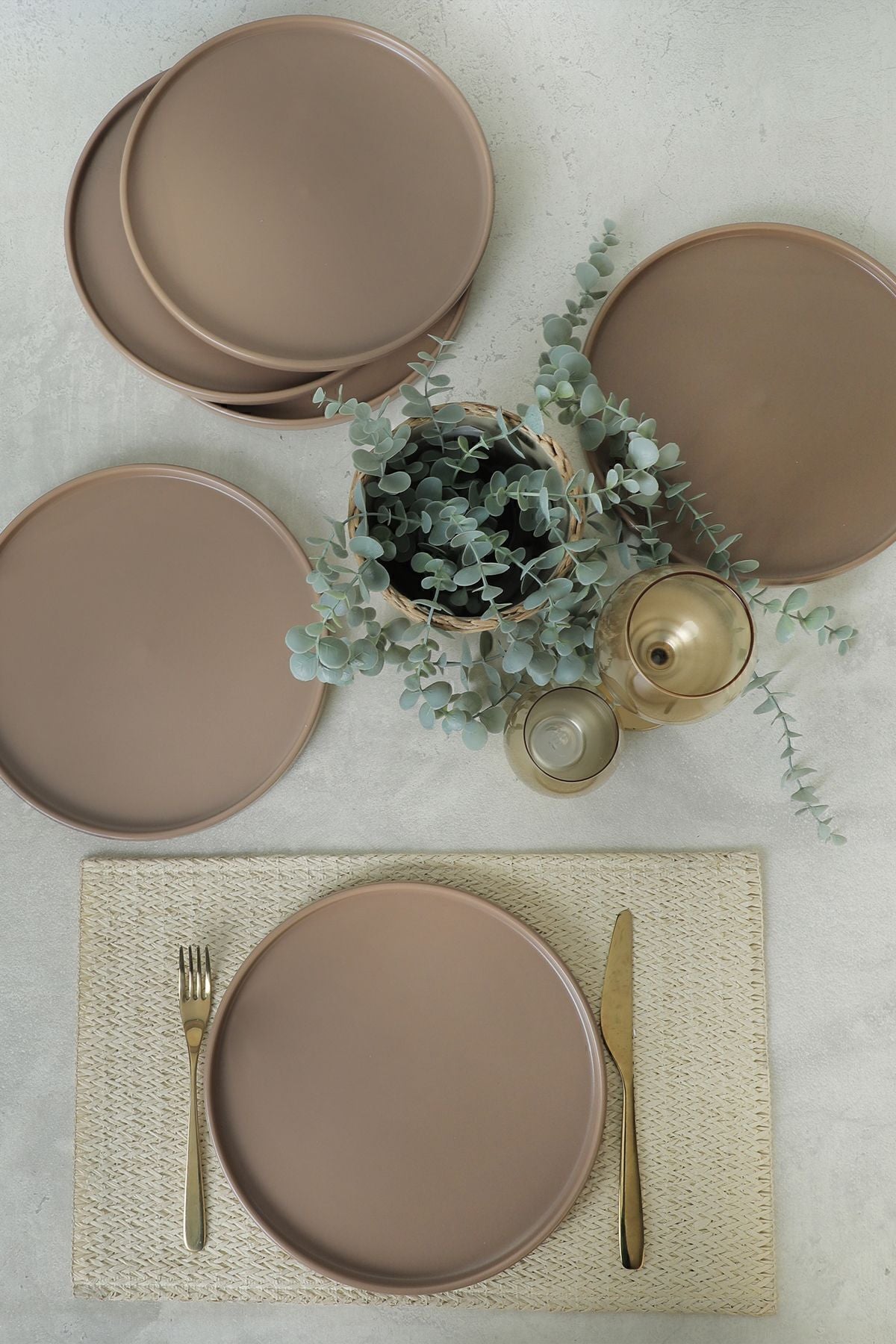 Matte Taupe Stackable Serving Plate 27 cm 6 Pieces
