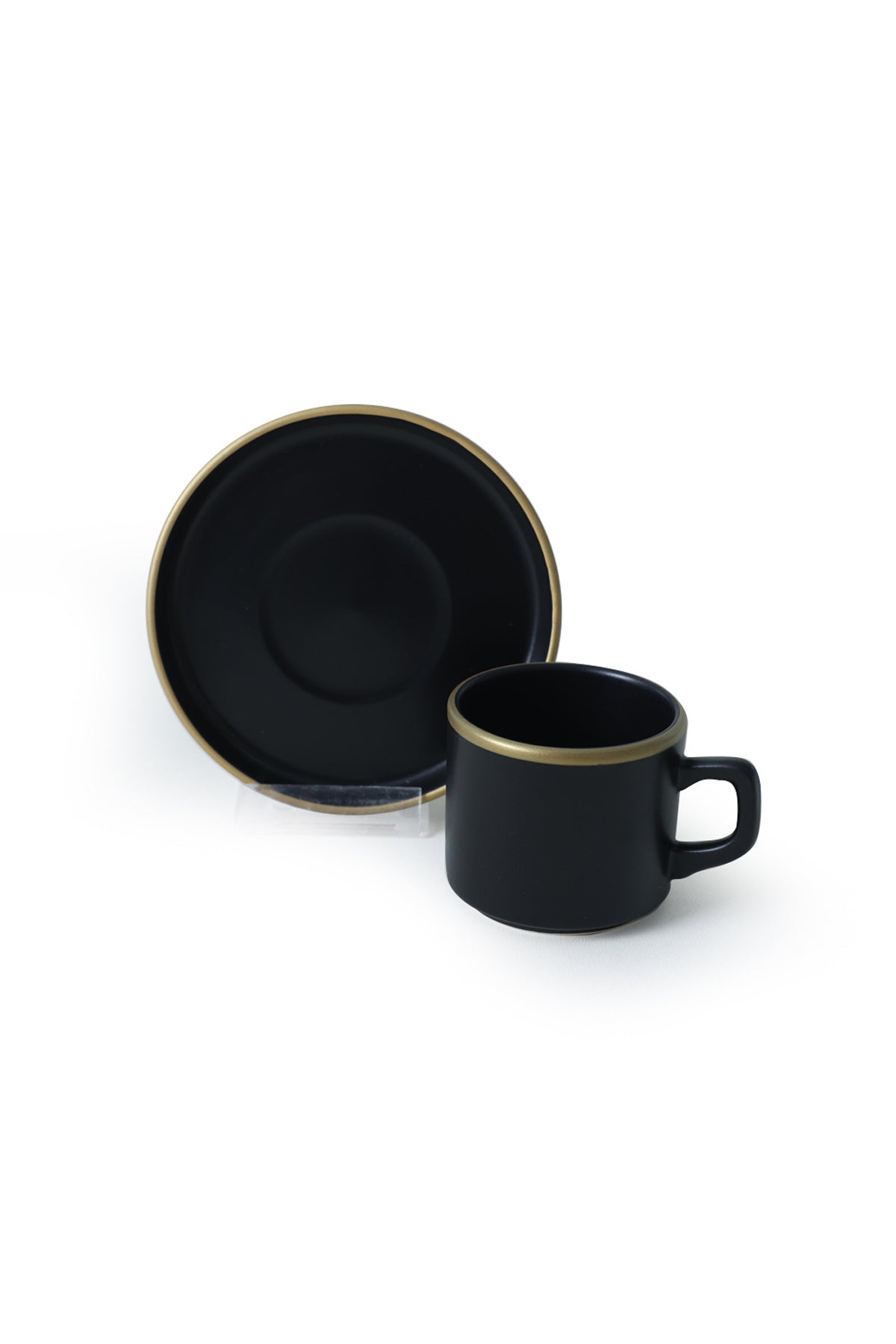 Matte Black Gold Mesh Stackable Tea Set, 8 Pieces, for 4 People