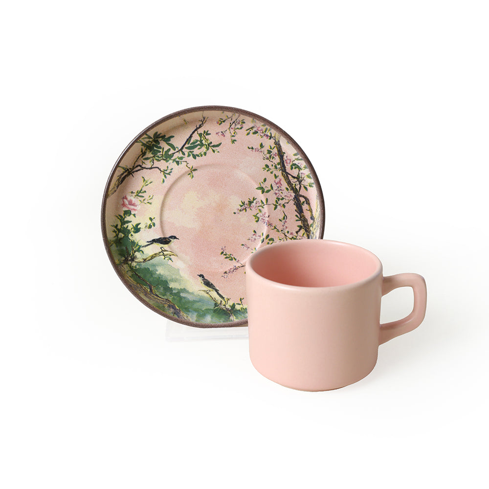 Pink Woods Stackable Tea Set 12 Pieces for 6 People