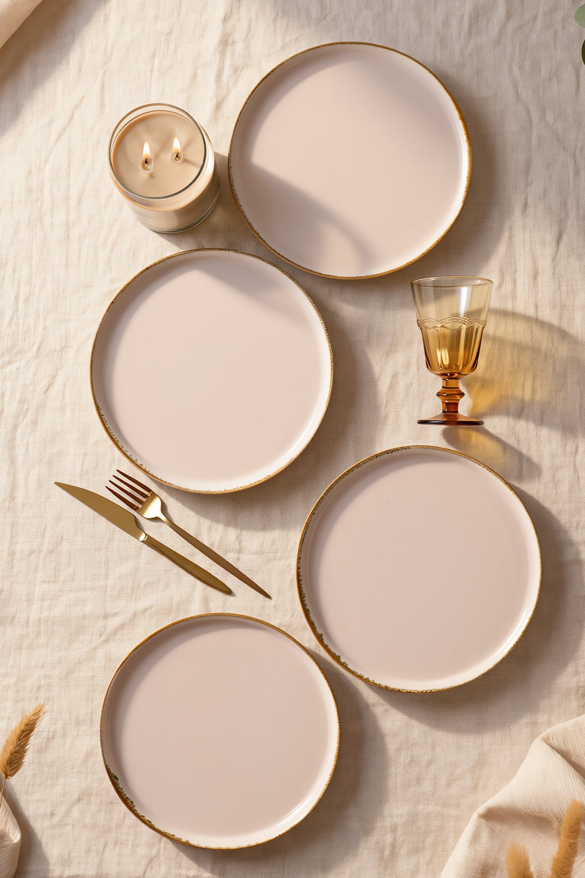 Straw Nordic Serving Plate 26 cm, 4 Pieces