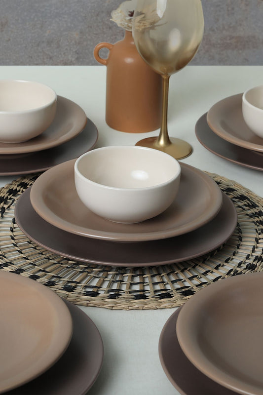 Brown Mix Dinner Set 18 Pieces for 6 People