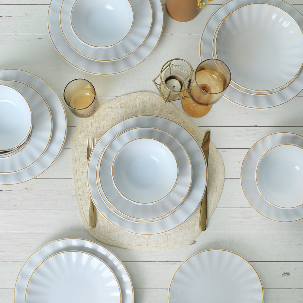 White Gold File Sirius Dinner Set 24 Pieces for 6 People