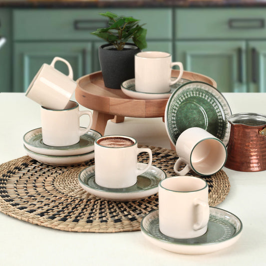 Maya Nordic Coffee Cup Set 12 Pieces for 6 People