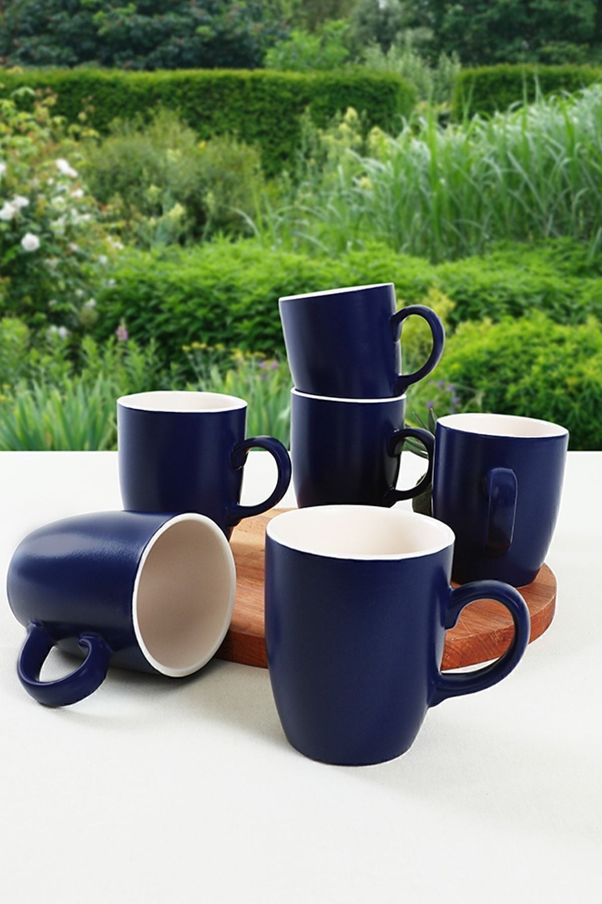 Matte Cobalt/Matte White Cloud Mug 9 cm 6 Pieces