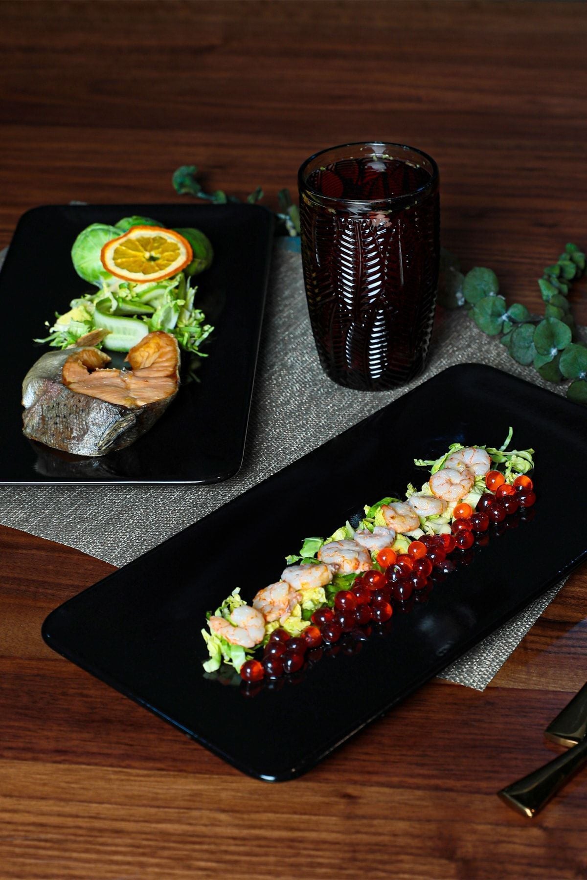 Black Siera Boat-Shaped Plate, 33 cm, 2 Pieces