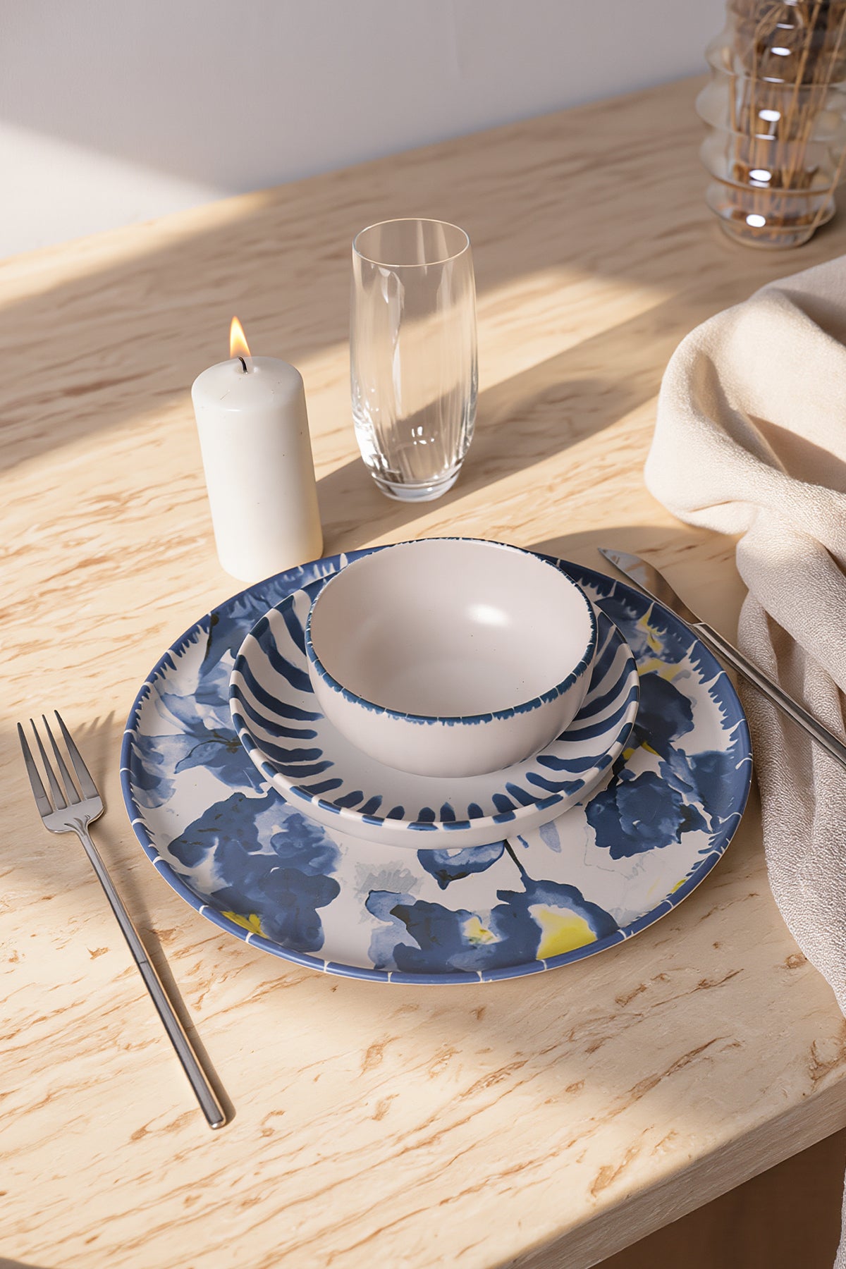Azure Nordic 6-Piece Dinner Set for 2 People